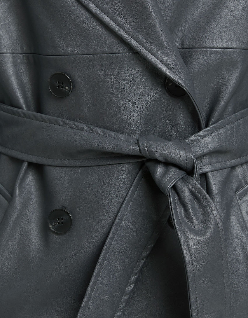 Trench-coat en faux cuir